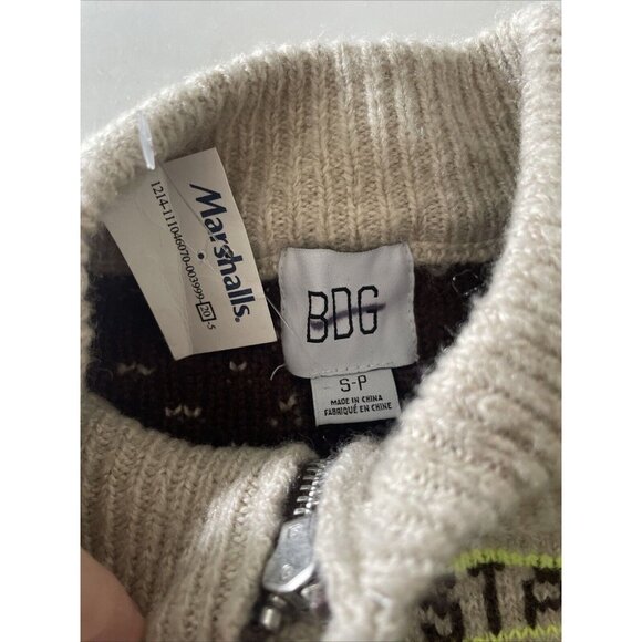 BDG Jesse Half-zip Sweater In Neutral Multi Urban Outfitters Size S SP Chill - Picture 4 of 5